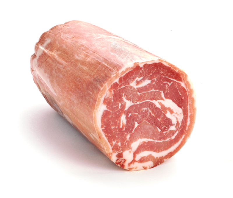 Pancetta sechée, poivrée, roulée