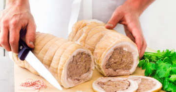 Privé : Poitrine de porc farcie cuite